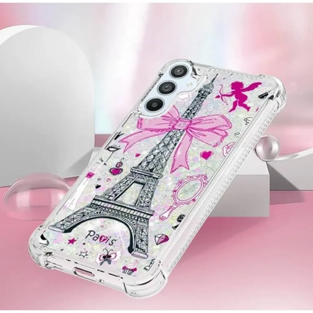 Samsung Galaxy S24 Plus Case Glitter Liquid Cartoon Pattern Design Anti-Fall New